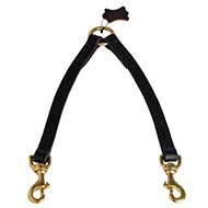 Mastiff Leather Coupler Leash for Walking Two Dogs - Length 12 inch