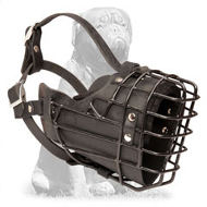 Mastiff Leather Padded Wire Basket Dog Muzzle for Winter Season