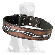Handpainted Barbed Wire leather collar