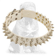 Chic White Leather Collar wth Spikes