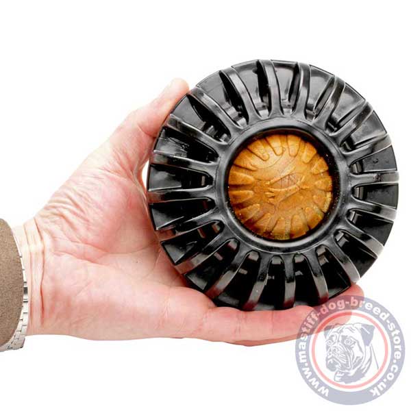 Wheel shaped food dispenser for the dog Wheel shaped food dispenser for the dog