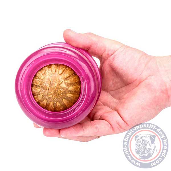 Bright pink dog food holder