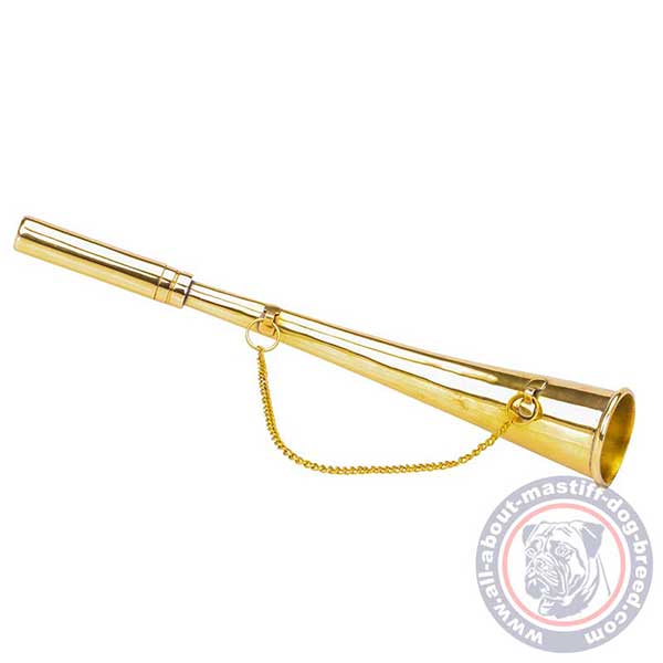 Golden brass dog horn