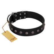 "Flower Rhapsody" FDT Artisan Premium Quaulity Black Leather Mastiff Collar