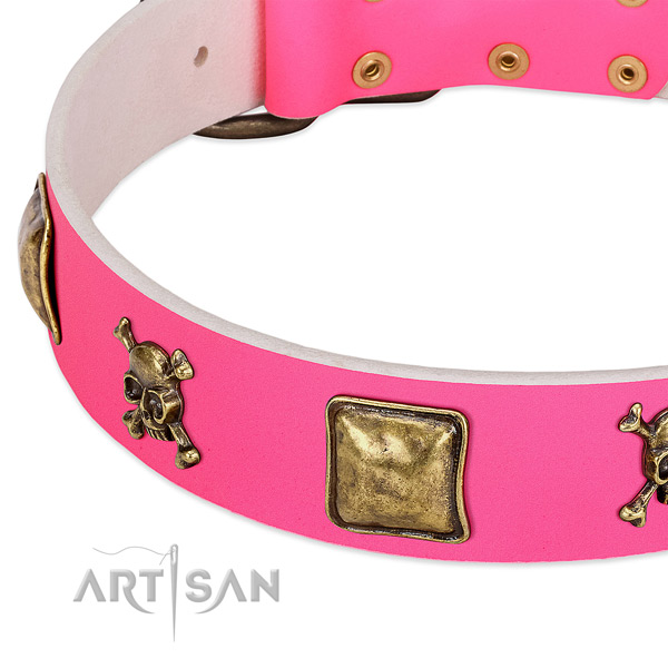 Soft to touch natural leather dog collar with incredible studs
