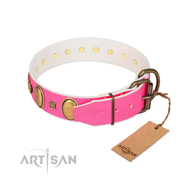 Soft genuine leather collar crafted for your canine