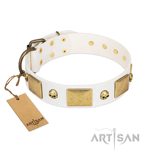 High quality full grain natural leather collar created for your four-legged friend