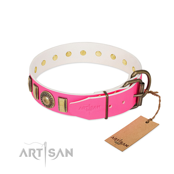 Durable full grain leather dog collar crafted for your four-legged friend