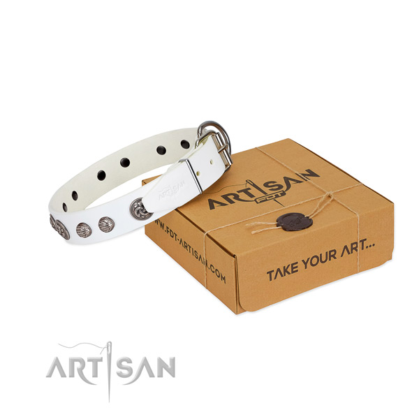 High quality leather dog collar handmade for your doggie