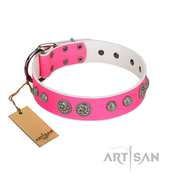 Rust resistant hardware on full grain leather dog collar for your canine