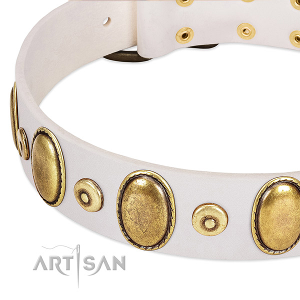 Reliable full grain genuine leather collar handmade for your dog