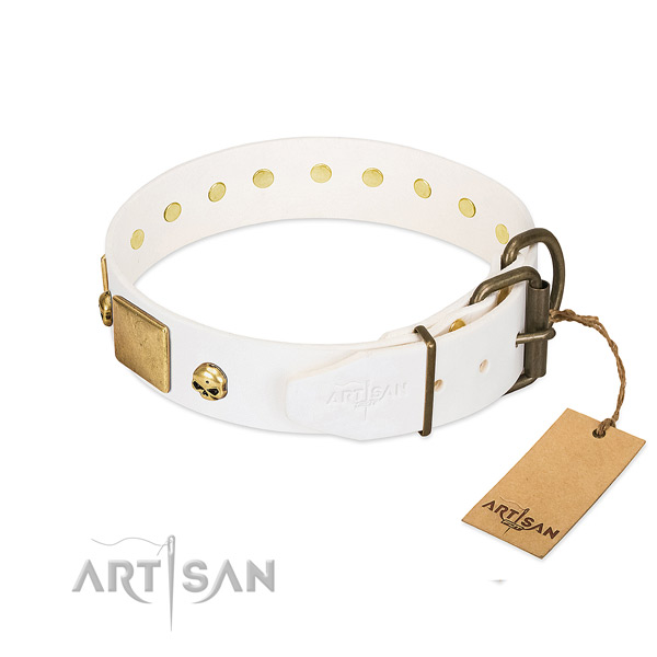 Soft to touch genuine leather collar handmade for your doggie