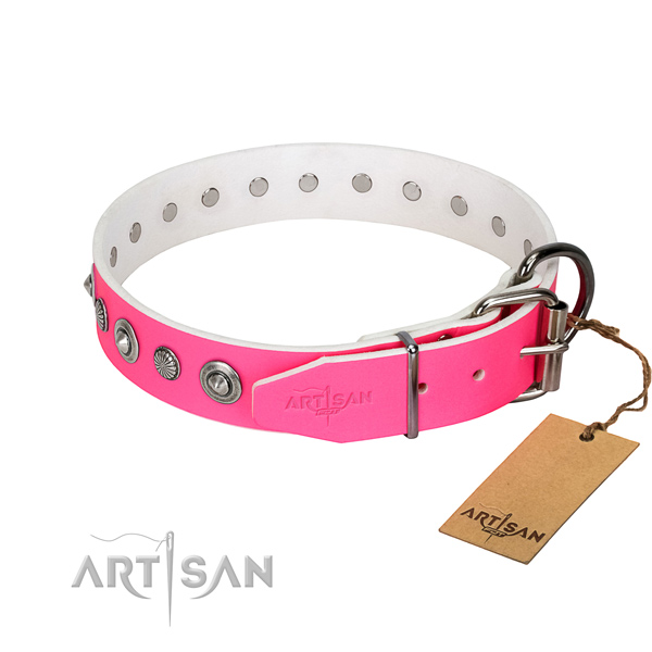 Fine quality full grain leather dog collar with stylish studs