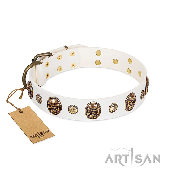Stylish design leather dog collar for fancy walking