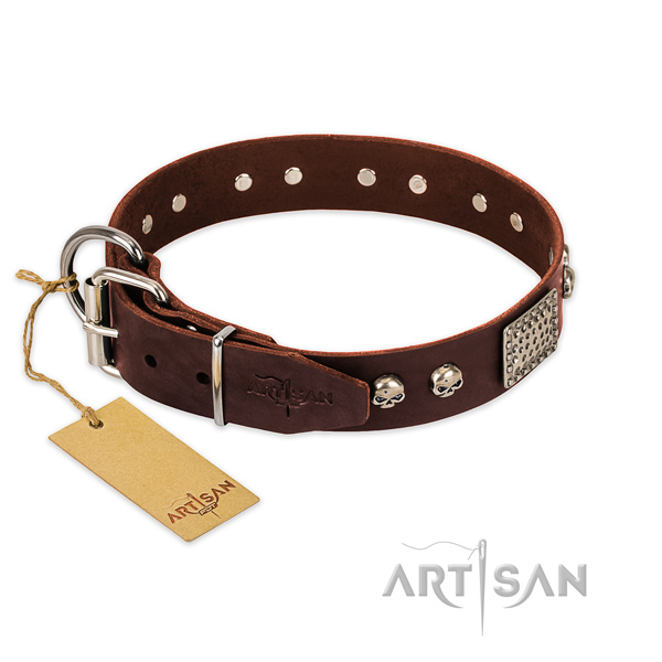 Rust resistant decorations on comfy wearing dog collar