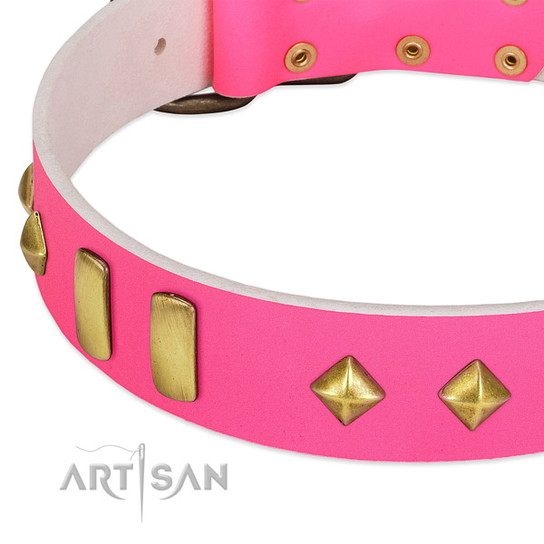 Best quality full grain genuine leather dog collar with incredible decorations