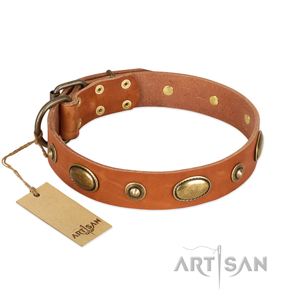 Comfortable genuine leather collar for your dog