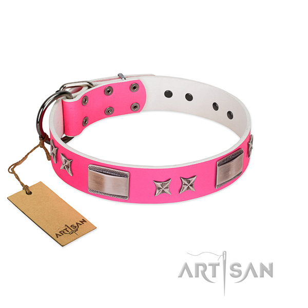 Easy wearing dog collar of leather