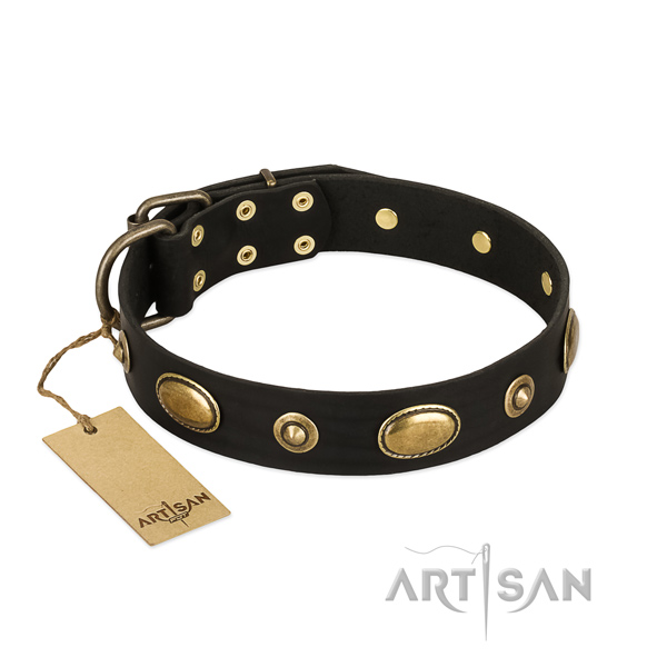 Convenient full grain leather collar for your pet