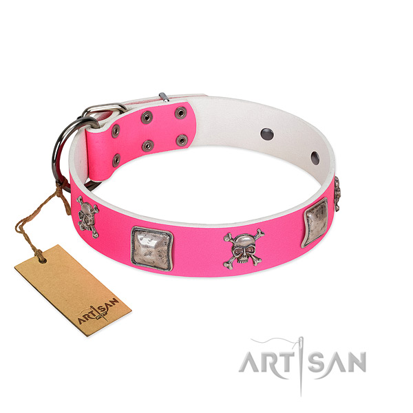 Handcrafted genuine leather collar for your stylish dog