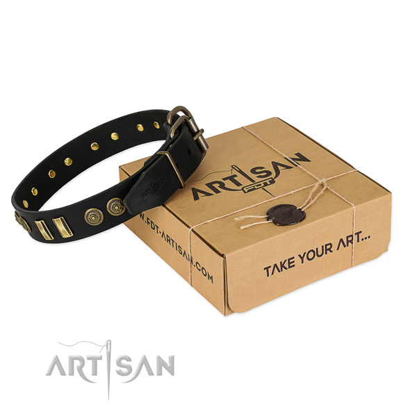 Rust resistant hardware on full grain leather dog collar for your canine