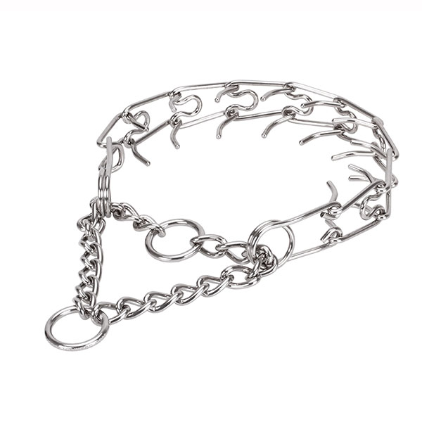 Reliable pinch collar with stainless steel O-ring for attaching a leash