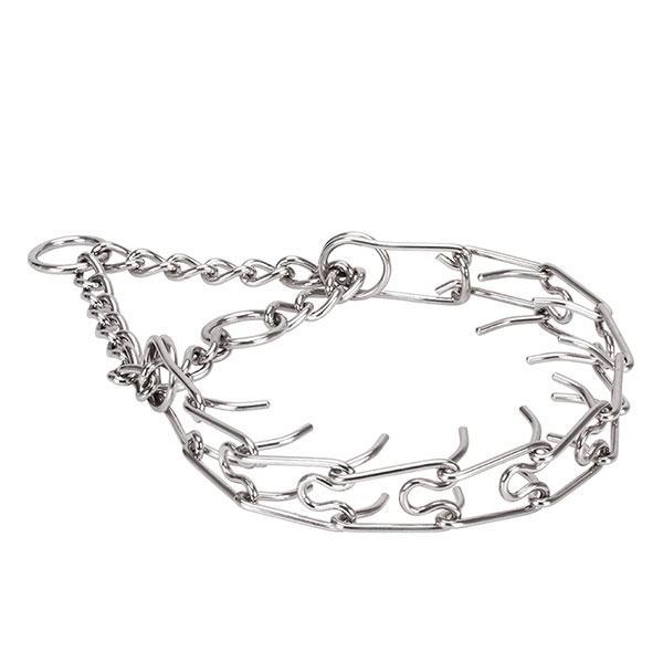 Prong collar of reliable stainless steel for badly behaved pets
