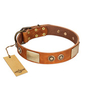 "Perfect Blend" FDT Artisan Tan Leather Mastiff Collar 1 1/2 inch (40 mm) wide
