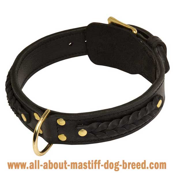 Adjustable Braided Leather Bullmastiff Collar 