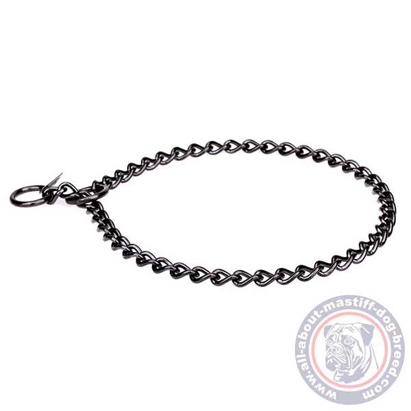 Choke chain dog collar with fur saving links 