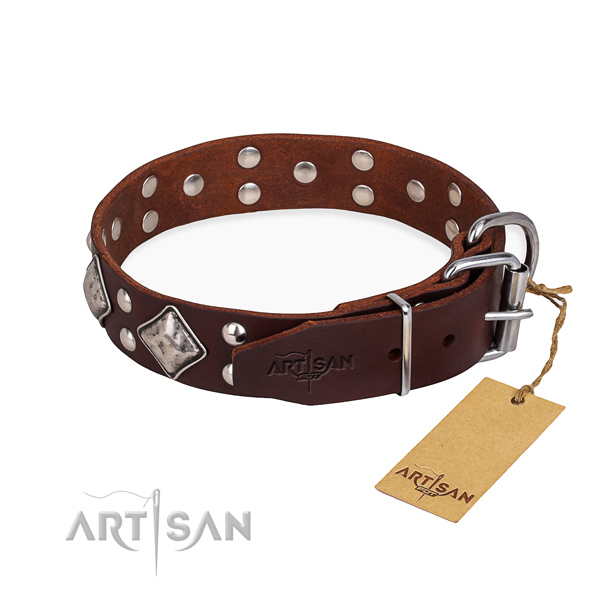 Practical leather collar for your beloved dog
