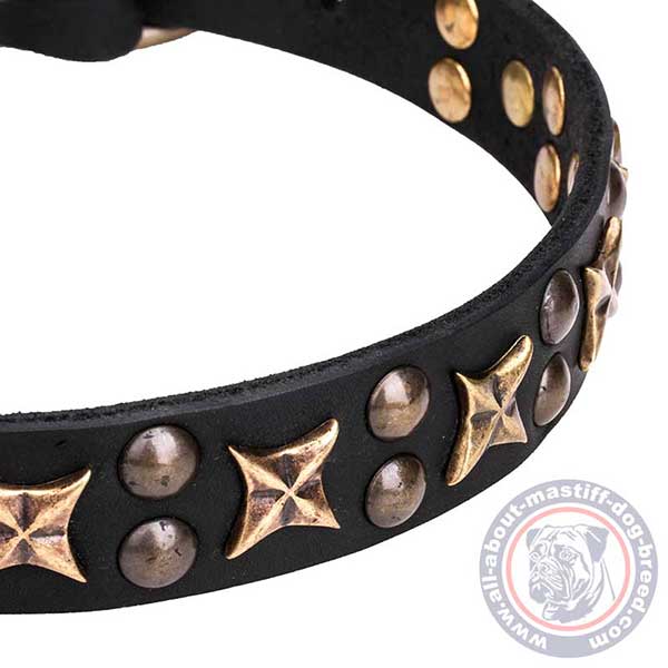 Leather dog collar for safe wearing