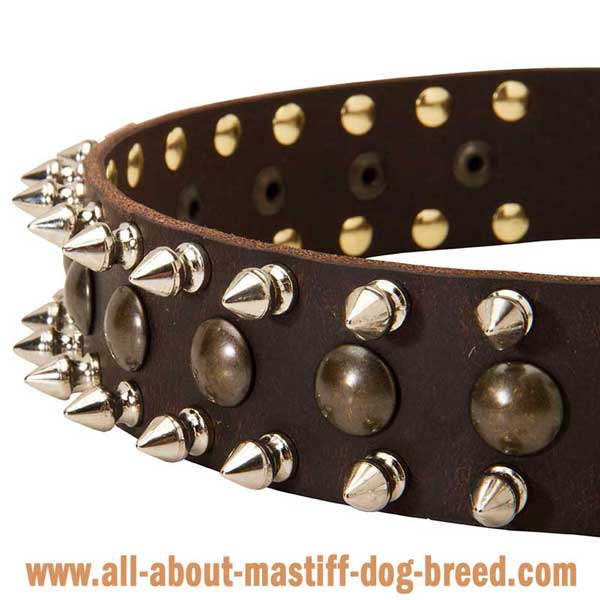 French Mastiff Dog Collar Strap Spiked and Studded