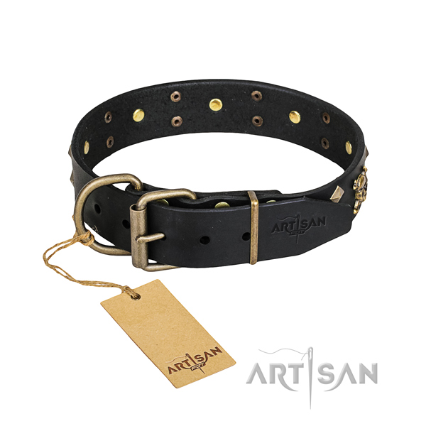 Leather dog collar with polished edges for pleasant daily use