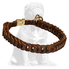  Braided Choke Leather Mastiff Collar Brass Fittings