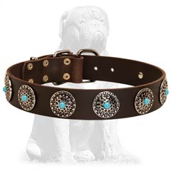 Strong genuine leather collar