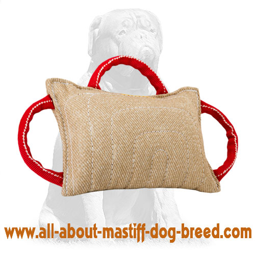 Mastiff bite pad made of jute with 3 handles