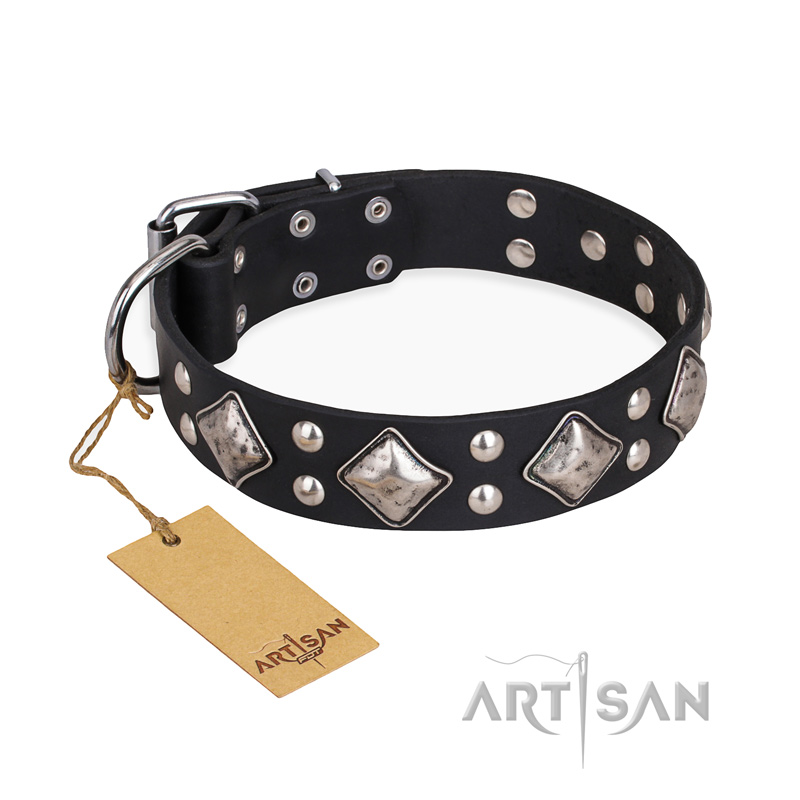 "Smart Geometry" FDT Artisan Studded Leather Mastiff Collar for Walking
