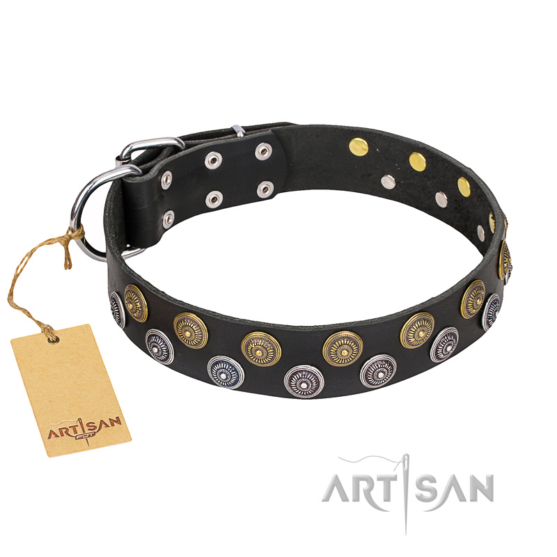 'Romantic Breeze' FDT Artisan Leather Mastiff Collar with Sparkling