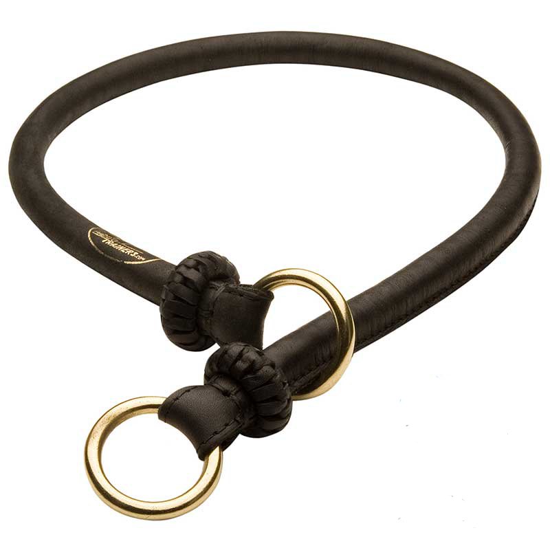 Exclusive Mastiff Round Leather Silent Training Choke Dog Collar
