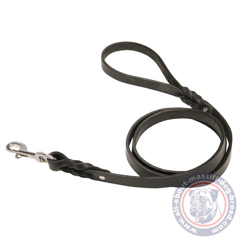 Mastiff Braided Leather Dog Leash for Walking and Training
