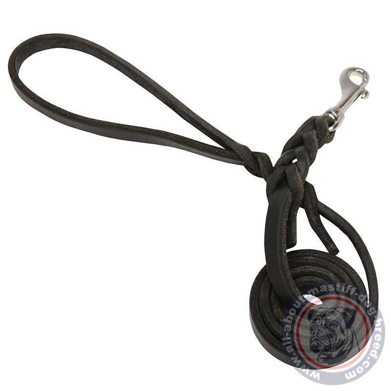 Mastiff Braided Leather Dog Leash for Walking