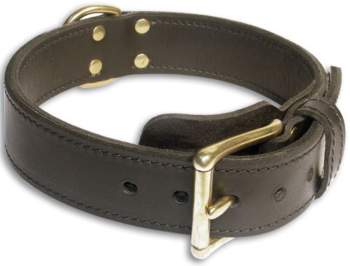 Mastiff Leather 2PLY Black collar 23'' /23inch dog collar-c33nh