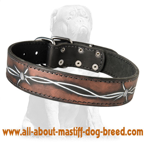 Handpainted Barbed Wire leather collar