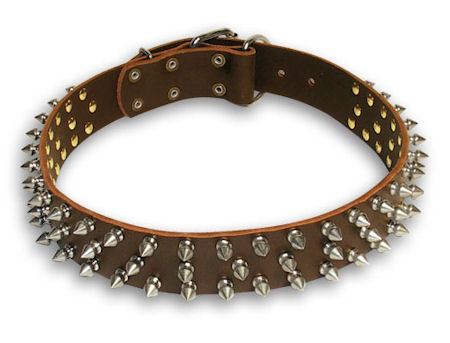 Leather Spike Brown collar 25'' for Mastiff /25 inch dog collar - S44