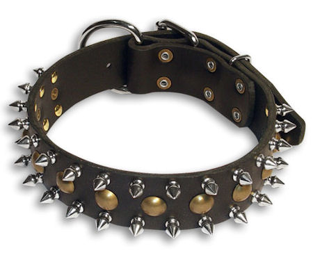 Spiked and Studded Black collar 25'' for Mastiff /25 inch dog collar