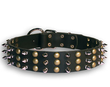 Spiked&Studded Black collar 24'' for Mastiff /24 inch dog collar-S59