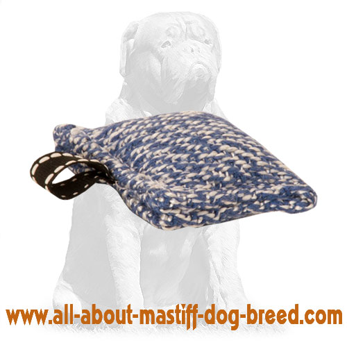 Mastiff French Linen Pocket Bite Tug with Small Handle