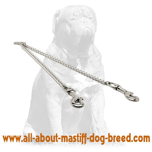 Mastiff Chrome Plated Dog Coupler for Walking 2 Dogs 1/9 inch (3 mm)