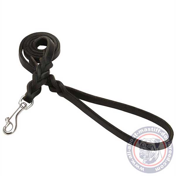 Soft braided leather dog leash